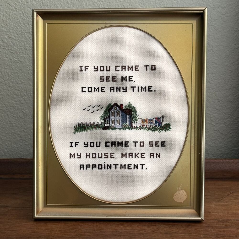 Vintage Cross Stitch Sampler,In frame with glass